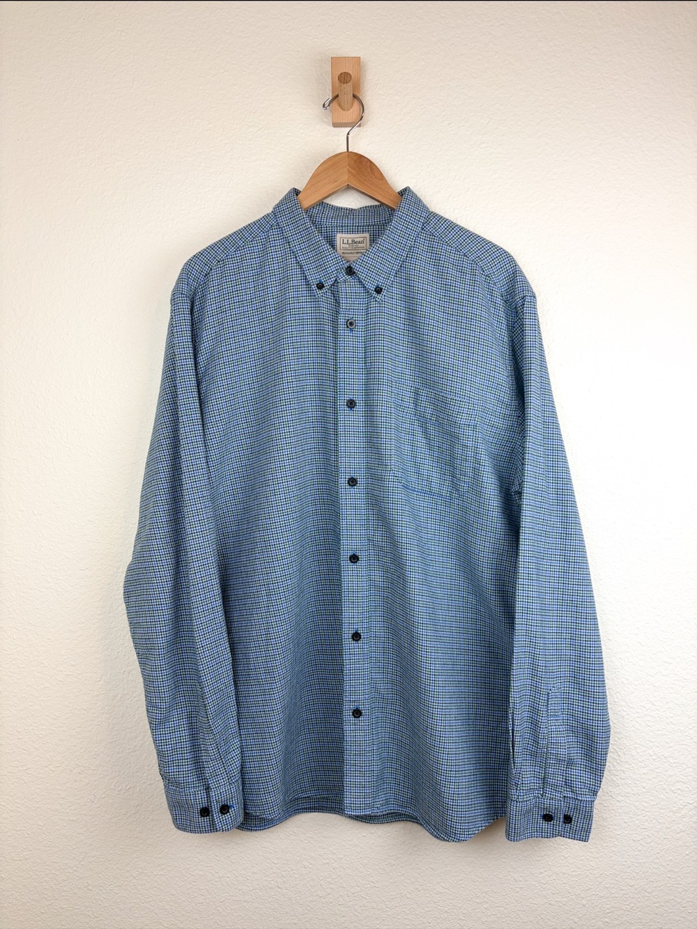 Men’s LL Bean Slightly Fitted Houndstooth Button Down Shirt XL